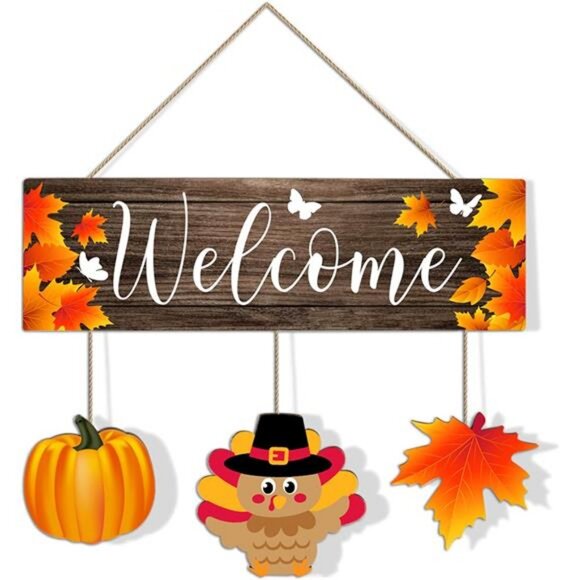 Thanksgiving Door Sign,Thanksgiving Turkey Hanger for Front Door,Fall Turkey - Picture 1 of 7